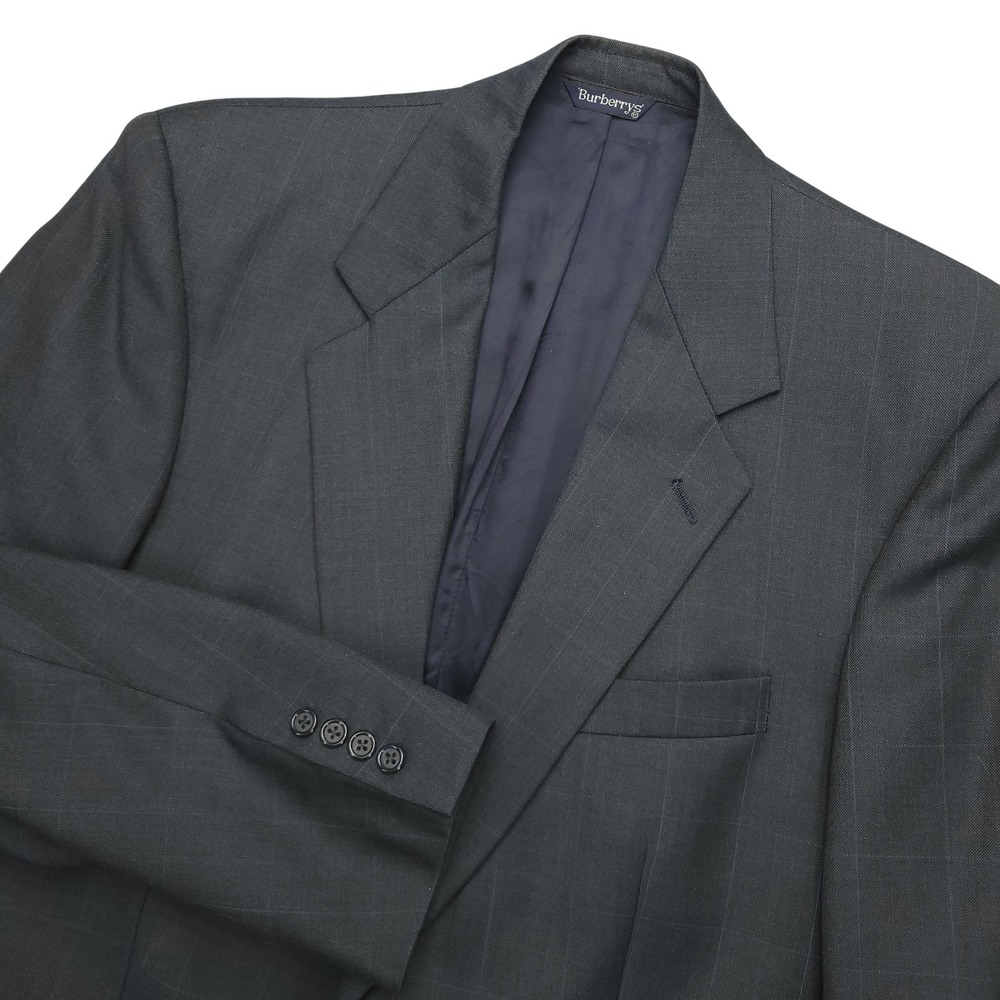 Vintage Burberrys Blazer Mens 46L Gray Pinstripe Wool Sport Coat 90s Jacket